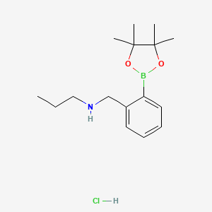 molecular formula C16H27BClNO2 B8248089 N-(2-(4,4,5,5-Tetramethyl-1,3,2-dioxaborolan-2-YL)benzyl)propan-1-amine hydrochloride 