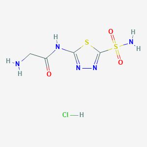 molecular formula C4H8ClN5O3S2 B8248092 2-Amino-N-(5-sulfamoyl-1,3,4-thiadiazol-2-yl)acetamide hydrochloride 