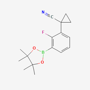 molecular formula C16H19BFNO2 B8248114 1-[2-Fluoro-3-(4,4,5,5-tetramethyl-1,3,2-dioxaborolan-2-yl)phenyl]cyclopropane-1-carbonitrile 