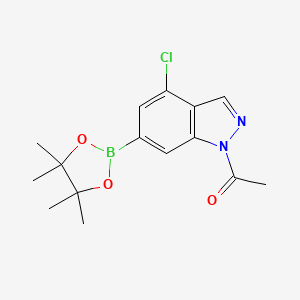 molecular formula C15H18BClN2O3 B8248115 1-(4-Chloro-6-(4,4,5,5-tetramethyl-1,3,2-dioxaborolan-2-yl)-1H-indazol-1-yl)ethan-1-one 