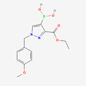 molecular formula C14H17BN2O5 B8248125 (3-(Ethoxycarbonyl)-1-(4-methoxybenzyl)-1H-pyrazol-4-YL)boronic acid 