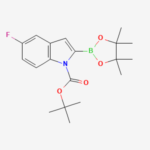 molecular formula C19H25BFNO4 B8248171 tert-butyl 5-fluoro-2-(4,4,5,5-tetramethyl-1,3,2-dioxaborolan-2-yl)-1H-indole-1-carboxylate 