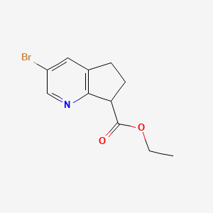 molecular formula C11H12BrNO2 B8248189 Ethyl 3-bromo-6,7-dihydro-5H-cyclopenta[b]pyridine-7-carboxylate 
