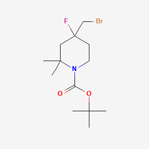 molecular formula C13H23BrFNO2 B8248246 Tert-butyl 4-(bromomethyl)-4-fluoro-2,2-dimethyl-piperidine-1-carboxylate 