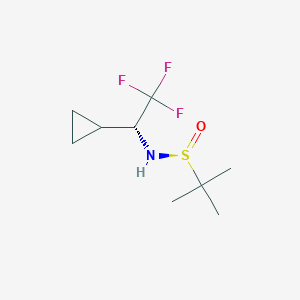 molecular formula C9H16F3NOS B8248290 (S)-N-((R)-1-cyclopropyl-2,2,2-trifluoroethyl)-2-methylpropane-2-sulfinamide CAS No. 1160756-76-2
