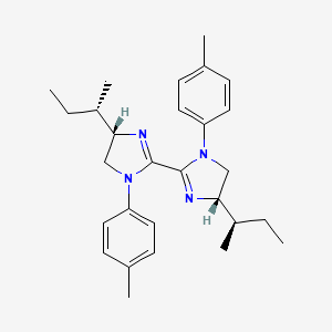 molecular formula C28H38N4 B8248306 (4S)-4-[(2R)-butan-2-yl]-2-[(4S)-4-[(2S)-butan-2-yl]-1-(4-methylphenyl)-4,5-dihydroimidazol-2-yl]-1-(4-methylphenyl)-4,5-dihydroimidazole 