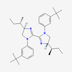 molecular formula C34H50N4 B8248311 (4S)-4-[(2R)-butan-2-yl]-2-[(4R)-4-[(2S)-butan-2-yl]-1-(3-tert-butylphenyl)-4,5-dihydroimidazol-2-yl]-1-(3-tert-butylphenyl)-4,5-dihydroimidazole 