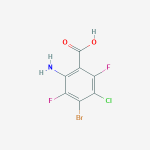 molecular formula C7H3BrClF2NO2 B8248478 2-Amino-4-bromo-5-chloro-3,6-difluoro-benzoic acid 