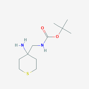 molecular formula C11H22N2O2S B8248508 tert-butyl N-[(4-aminotetrahydrothiopyran-4-yl)methyl]carbamate 