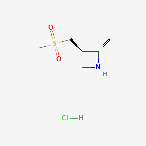 molecular formula C6H14ClNO2S B8248521 (2S,3R)-2-methyl-3-(methylsulfonylmethyl)azetidine;hydrochloride 