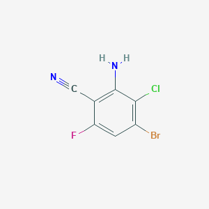 molecular formula C7H3BrClFN2 B8248531 2-Amino-4-bromo-3-chloro-6-fluoro-benzonitrile 