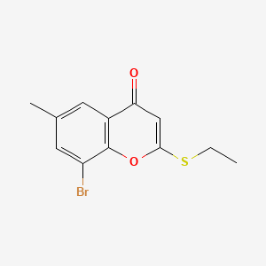 molecular formula C12H11BrO2S B8248539 8-Bromo-2-ethylsulfanyl-6-methyl-chromen-4-one 