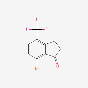 molecular formula C10H6BrF3O B8248599 7-Bromo-4-(trifluoromethyl)indan-1-one 