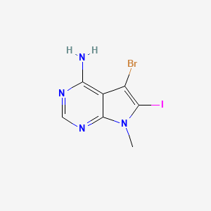 molecular formula C7H6BrIN4 B8248688 5-Bromo-6-iodo-7-methyl-pyrrolo[2,3-d]pyrimidin-4-amine 