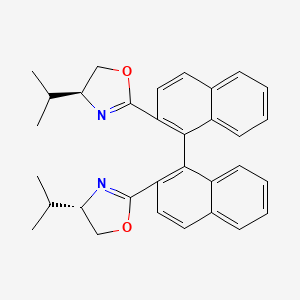 molecular formula C32H32N2O2 B8248777 (R)-2,2'-Bis((S)-4-isopropyl-4,5-dihydrooxazol-2-yl)-1,1'-binaphthalene 