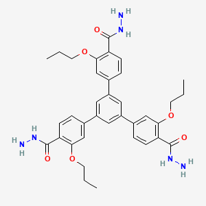 molecular formula C36H42N6O6 B8248780 5'-(4-(Hydrazinecarbonyl)-3-propoxyphenyl)-3,3''-dipropoxy-[1,1':3',1''-terphenyl]-4,4''-dicarbohydrazide 