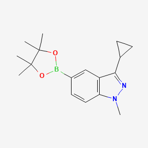 molecular formula C17H23BN2O2 B8248939 3-Cyclopropyl-1-methyl-5-(4,4,5,5-tetramethyl-1,3,2-dioxaborolan-2-yl)-1H-indazole 