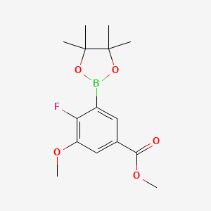 molecular formula C15H20BFO5 B8248968 Methyl 4-fluoro-3-methoxy-5-(4,4,5,5-tetramethyl-1,3,2-dioxaborolan-2-yl)benzoate 