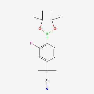 molecular formula C16H21BFNO2 B8248969 2-(3-Fluoro-4-(4,4,5,5-tetramethyl-1,3,2-dioxaborolan-2-yl)phenyl)-2-methylpropanenitrile 
