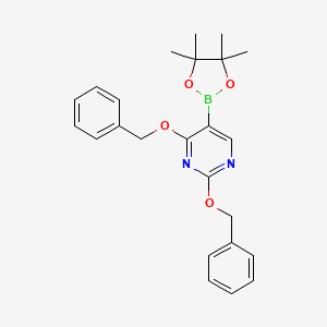 molecular formula C24H27BN2O4 B8248996 2,4-Bis(benzyloxy)-5-(4,4,5,5-tetramethyl-1,3,2-dioxaborolan-2-yl)pyrimidine 