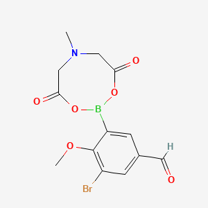molecular formula C13H13BBrNO6 B8249032 3-Bromo-4-methoxy-5-(6-methyl-4,8-dioxo-1,3,6,2-dioxazaborocan-2-yl)benzaldehyde 