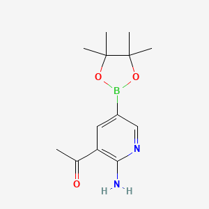 molecular formula C13H19BN2O3 B8249040 1-(2-Amino-5-(4,4,5,5-tetramethyl-1,3,2-dioxaborolan-2-yl)pyridin-3-yl)ethan-1-one 