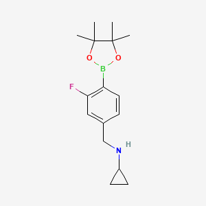 molecular formula C16H23BFNO2 B8249076 N-(3-Fluoro-4-(4,4,5,5-tetramethyl-1,3,2-dioxaborolan-2-yl)benzyl)cyclopropanamine 