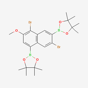 molecular formula C23H30B2Br2O5 B8249083 2,2'-(4,7-Dibromo-3-methoxynaphthalene-1,6-diyl)bis(4,4,5,5-tetramethyl-1,3,2-dioxaborolane) 