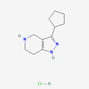 molecular formula C11H18ClN3 B8249125 3-cyclopentyl-4,5,6,7-tetrahydro-1H-pyrazolo[4,3-c]pyridine;hydrochloride 