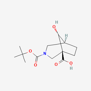 molecular formula C13H21NO5 B8249228 (1S,5S,8R)-8-hydroxy-3-[(2-methylpropan-2-yl)oxycarbonyl]-3-azabicyclo[3.2.1]octane-1-carboxylic acid 