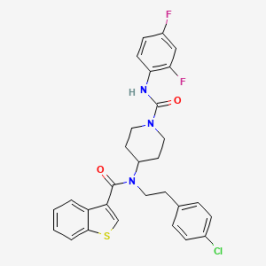 molecular formula C29H26ClF2N3O2S B8249335 4-(N-(4-chlorophenethyl)benzo[b]thiophene-3-carboxamido)-N-(2,4-difluorophenyl)piperidine-1-carboxamide 