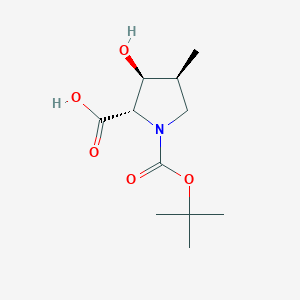 molecular formula C11H19NO5 B8249345 (2S,3S,4S)-1-(tert-Butoxycarbonyl)-3-hydroxy-4-methylpyrrolidine-2-carboxylic acid 