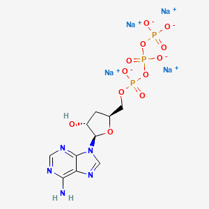 molecular formula C10H12N5Na4O12P3 B8249488 Adenosine5'-(tetrahydrogen triphosphate), 3'-deoxy-, trisodium salt (9CI) 