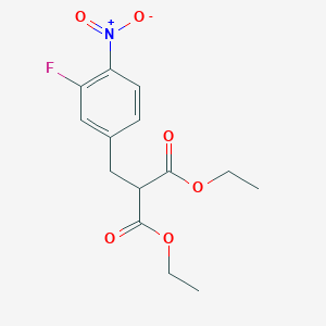 molecular formula C14H16FNO6 B8249491 2-[(3-Fluoro-4-nitrophenyl)methyl]propanedioic acid diethyl ester 