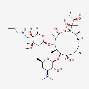 molecular formula C41H79N3O12 B8249568 (2S,3S,6R,8R,9R,10S)-2-[(2R,3R)-2,3-dihydroxypentan-2-yl]-9-[(2S,3R,4S,6R)-4-(dimethylamino)-3-hydroxy-6-methyloxan-2-yl]oxy-8-hydroxy-11-[(2R,4R,5S,6S)-5-hydroxy-4-methoxy-4,6-dimethyl-5-(propylaminomethyl)oxan-2-yl]oxy-3,6,8,10,12-pentamethyl-1-oxa-4-azacyclotridecan-13-one 