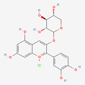 (3R,4S,5R)-2-[2-(3,4-dihydroxyphenyl)-5,7-dihydroxychromenylium-3-yl]oxyoxane-3,4,5-triol;chloride
