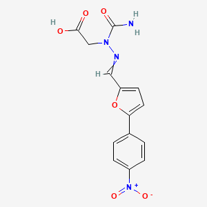 molecular formula C14H12N4O6 B8249605 2-[Carbamoyl-[[5-(4-nitrophenyl)furan-2-yl]methylideneamino]amino]acetic acid 