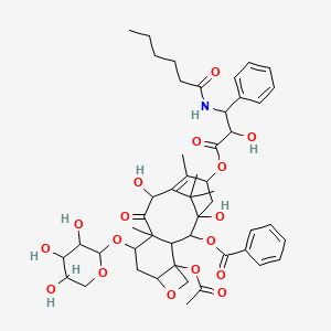 molecular formula C49H63NO17 B8249657 [4-Acetyloxy-15-[3-(hexanoylamino)-2-hydroxy-3-phenylpropanoyl]oxy-1,12-dihydroxy-10,14,17,17-tetramethyl-11-oxo-9-(3,4,5-trihydroxyoxan-2-yl)oxy-6-oxatetracyclo[11.3.1.03,10.04,7]heptadec-13-en-2-yl] benzoate 
