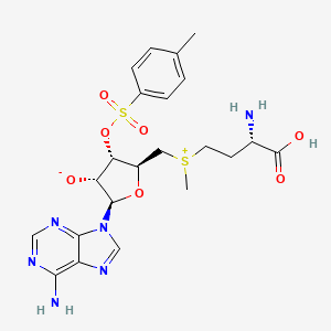 molecular formula C22H28N6O7S2 B8249738 (2R,3R,4S,5S)-5-[[[(3S)-3-amino-3-carboxypropyl]-methylsulfonio]methyl]-2-(6-aminopurin-9-yl)-4-(4-methylphenyl)sulfonyloxyoxolan-3-olate 