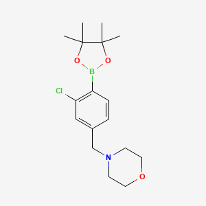 molecular formula C17H25BClNO3 B8249770 4-[[3-Chloro-4-(4,4,5,5-tetramethyl-1,3,2-dioxaborolan-2-yl)phenyl]methyl]morpholine 
