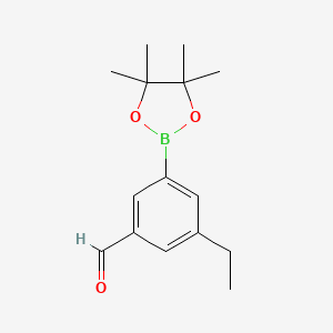molecular formula C15H21BO3 B8249788 Benzaldehyde, 3-ethyl-5-(4,4,5,5-tetramethyl-1,3,2-dioxaborolan-2-yl)- CAS No. 1353581-50-6