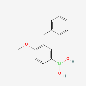 molecular formula C14H15BO3 B8249807 Boronic acid, [4-methoxy-3-(phenylmethyl)phenyl]- CAS No. 475272-16-3