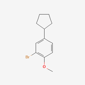molecular formula C12H15BrO B8249876 2-Bromo-4-cyclopentyl-1-methoxybenzene CAS No. 59216-79-4