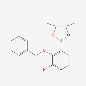 molecular formula C19H22BFO3 B8249888 1,3,2-Dioxaborolane, 2-[3-fluoro-2-(phenylmethoxy)phenyl]-4,4,5,5-tetramethyl- CAS No. 1661043-58-8