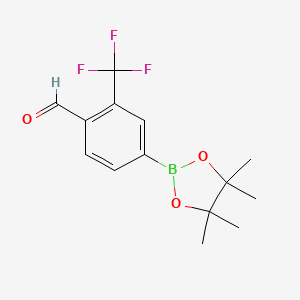 molecular formula C14H16BF3O3 B8249896 4-(4,4,5,5-Tetramethyl-1,3,2-dioxaborolan-2-yl)-2-(trifluoromethyl)benzaldehyde CAS No. 1351478-38-0
