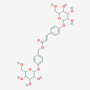 molecular formula C28H34O14 B8249915 [4-[3,4,5-Trihydroxy-6-(hydroxymethyl)oxan-2-yl]oxyphenyl]methyl 3-[4-[3,4,5-trihydroxy-6-(hydroxymethyl)oxan-2-yl]oxyphenyl]prop-2-enoate 