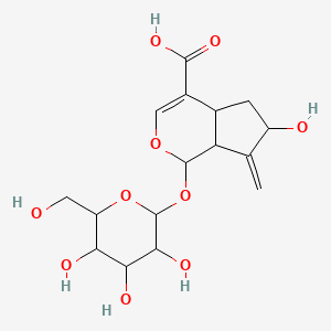 molecular formula C16H22O10 B8249917 6-hydroxy-7-methylidene-1-[3,4,5-trihydroxy-6-(hydroxymethyl)oxan-2-yl]oxy-4a,5,6,7a-tetrahydro-1H-cyclopenta[c]pyran-4-carboxylic acid 