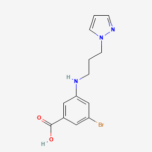 molecular formula C13H14BrN3O2 B8249957 3-Bromo-5-(3-pyrazol-1-ylpropylamino)benzoic acid 