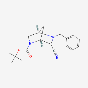 molecular formula C18H23N3O2 B8250142 tert-butyl (1R,4R)-5-benzyl-6-cyano-2,5-diazabicyclo[2.2.1]heptane-2-carboxylate 