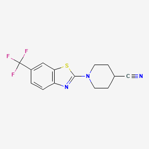 molecular formula C14H12F3N3S B8250165 1-(6-Trifluoromethyl benzothiazole-2-yl)piperidine-4-carbonitrile 